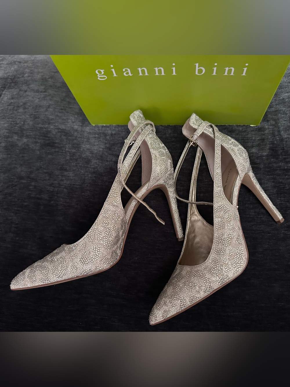 Gianni Bini Lulaatwo Gold Rhinestone Slingback Heels Size 11